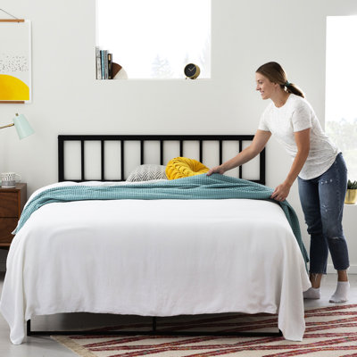 King Black Metal Vertical Panel Headboard, All - Steel Design, 40 Inch Height, Includes Modification Plates And Required Hardware, Shipped In Single Box Headboard Featuring Bar Design For King,