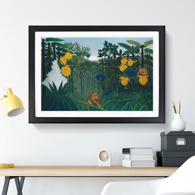 The Repast of the Lion by Henri Rousseau - Framed Print, 27cm H x 36cm W x 2cm D, Black Framed
