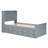 Twin Size Wooden Bed with Storage Headboard and Outlets, Extendable with Twin Trundle and Three Drawers, Grey