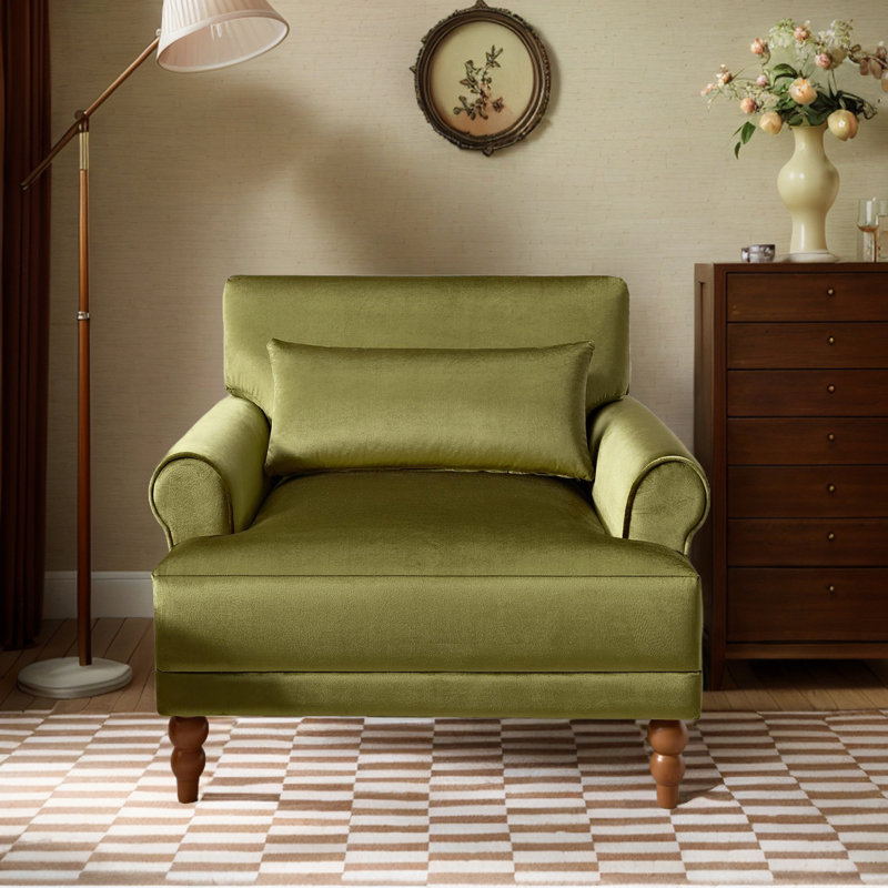Fauteuil d'appoint surdimensionné avec coussin, Velours vert