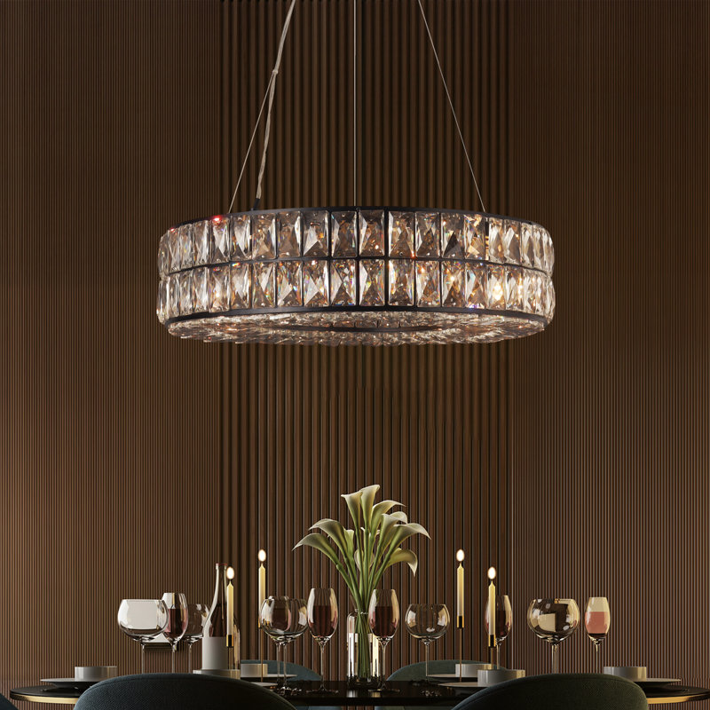 Lustre en forme de roue de chariot en cristal 21 lumières à 8 lumières Baconton