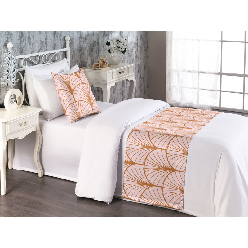  Ensemble de chemin de lit en satin, Cannelle et rosé, Lit simple