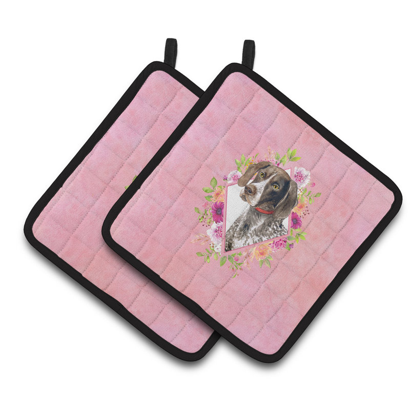 Ensemble de cuisinier poignée 2 pièces caroline trésors sheltie, Rose, Braque allemand à poil court