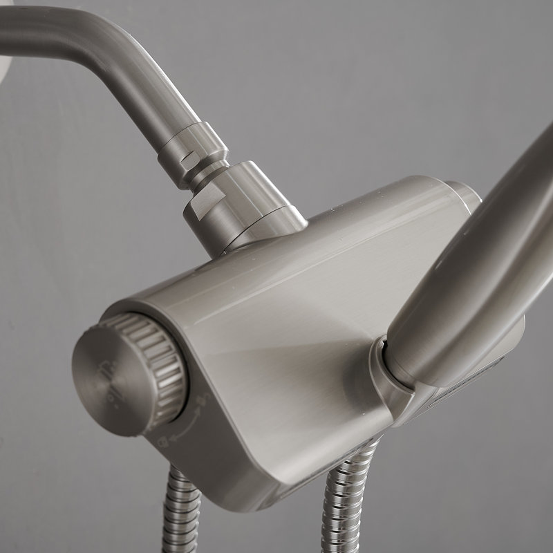 Pomme de douche murale double à 10 jets et pomme de douche à main 1,8 gallons par minute, Nickel brossé