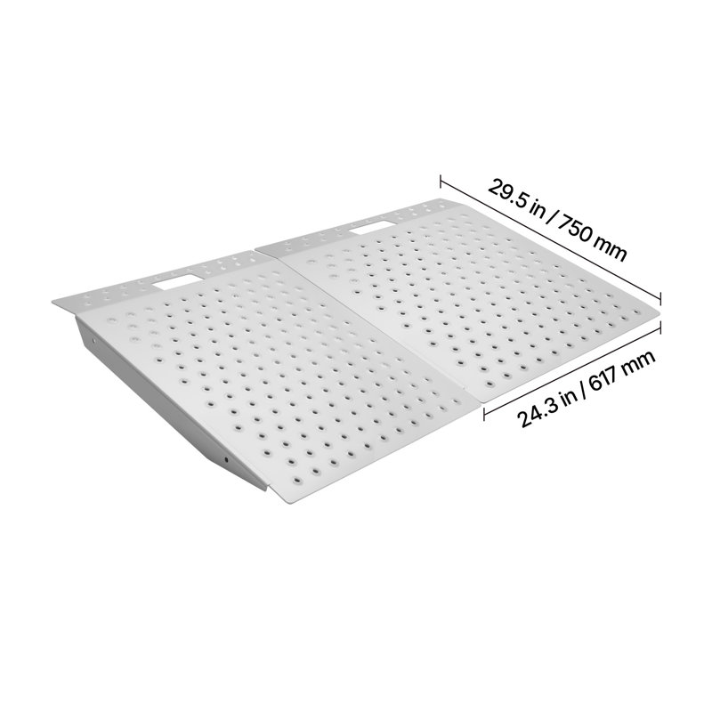 Rampe de seuil en aluminium pour portes - Plateforme antidérapante de 75 cm x 62 cm (29,5 po x 24,3 po) pouvant supporter jusqu'à 340 kg (750 lb) pour fauteuils roulants, scooters et chariots