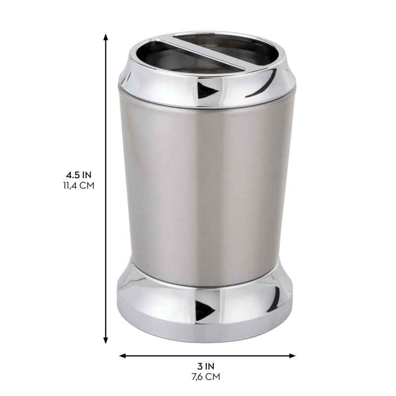 Brushed and Chrome Stainless Steel Divided Toothbrush Holder