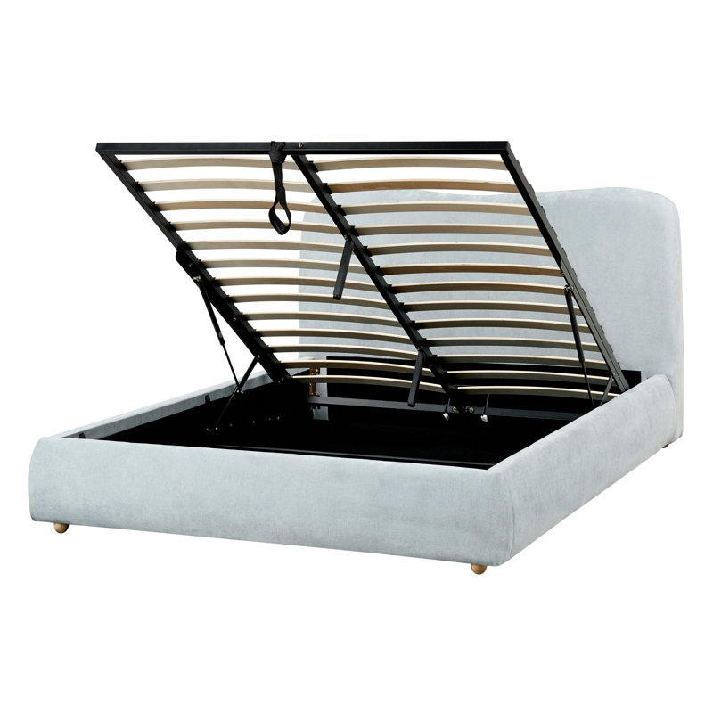 Upholstered Ottoman Storage Bed, Blue, European Double (140 x 200 cm)