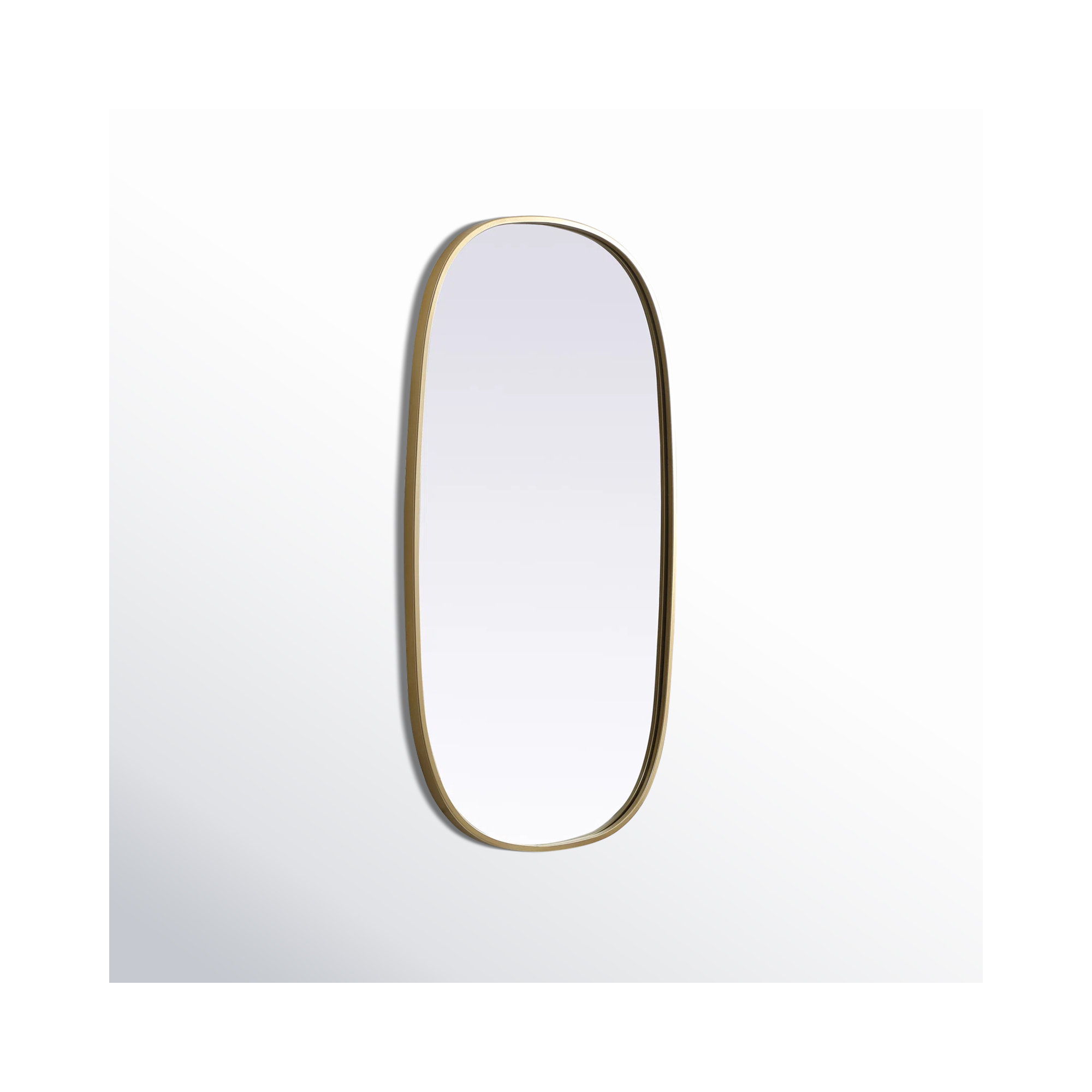 Sabine Metal Curved Oval Wall Mirror, 36" x 20", Brass