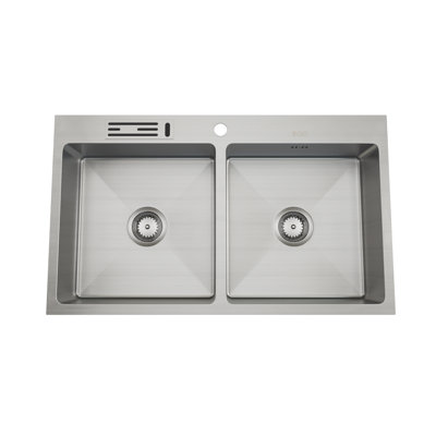 Belfry Kitchen Murphy 500mm W Double Bowl Stainless Steel Kitchen Sink with 1 Faucet Hole