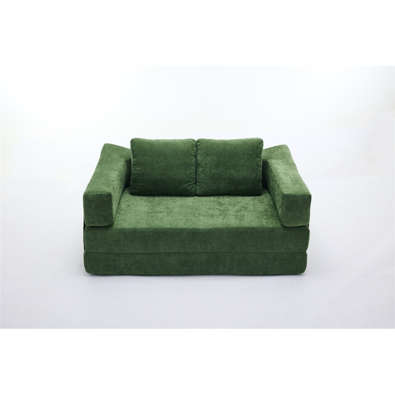 Multi-Functional Convertible Sectional Green Sofa with Storage Ottomans & High-Resilience Foam Sleeper, Space-Saving Design for Studio Apartments & Home Offices?