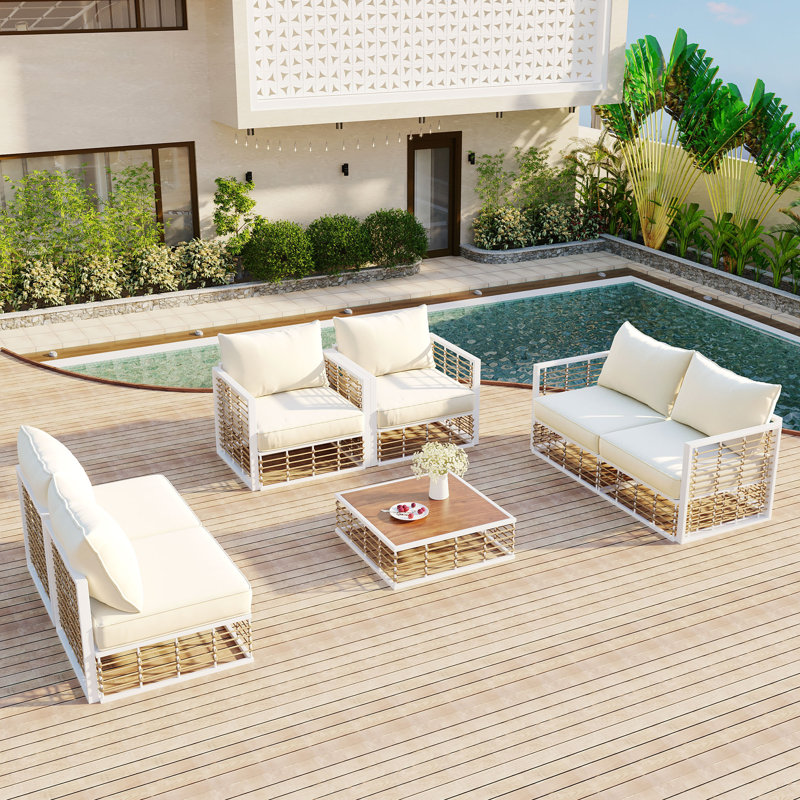 Ensemble de canapé modulaire de patio en métal 7 pièces Modern Minimalist