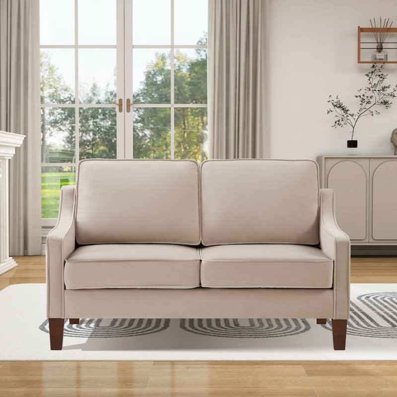 Causeuse rembourrée Rex, 100 % polyester taupe