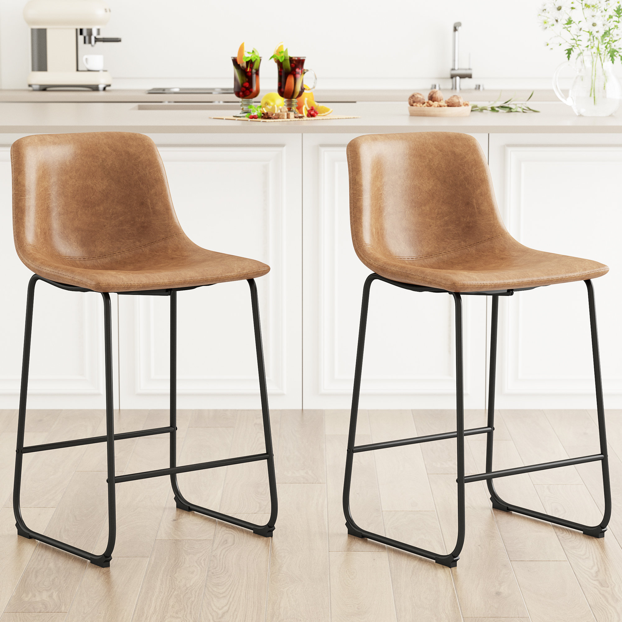 Leather tan bar cheap stools