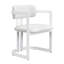 Ensemble de 2 chaises de salle à manger rembourrées, fauteuil en tissu avec assise beige et structure en métal blanc, capacité de poids de 265 lb