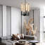 Lustre 4 lumières avec abat-jour en verre-1190579645