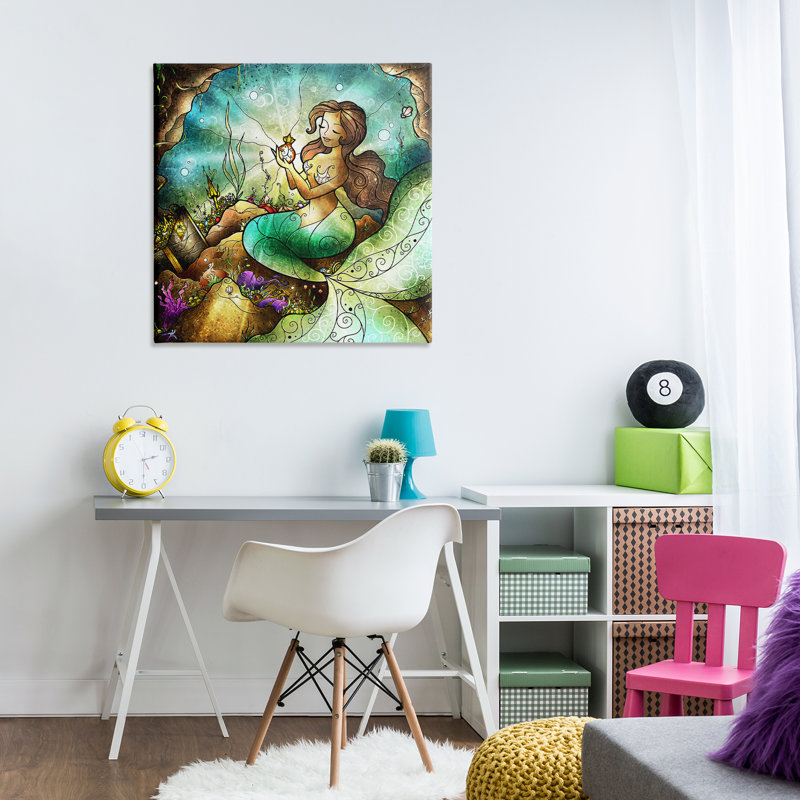 Toile détaillée de la nouvelle sirène, design par Mandie Manzano, H 30 po x l 30 po