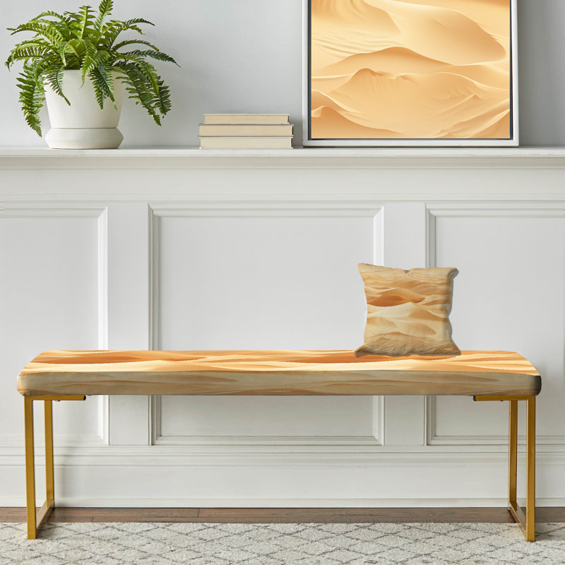 Sahara Sandscape Mirror - Abstract Upholstered Gold Bench