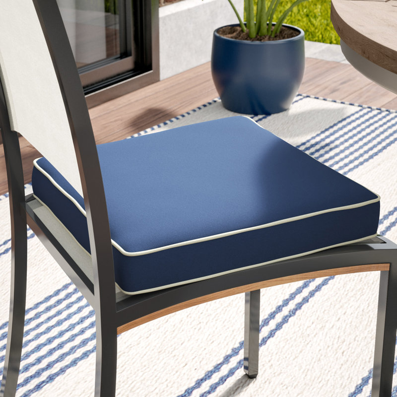 Coussin de siège d'extérieur en Sunbrella Chanson, Toile bleu marine / blanc, 1