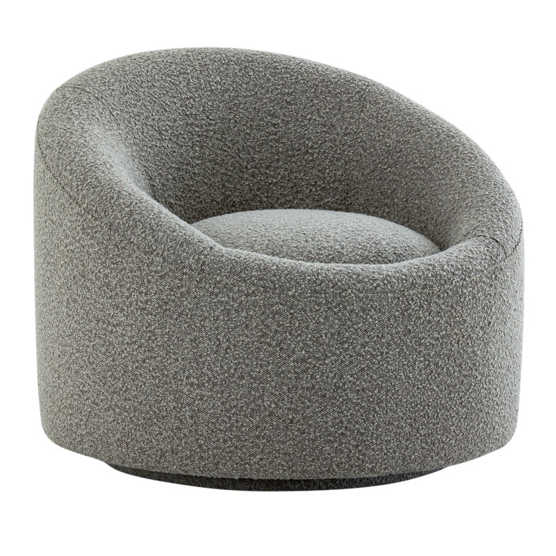 Sienna 33" Wide 100% Polyester Swivel Barrel Chair, Gray 100% Polyester