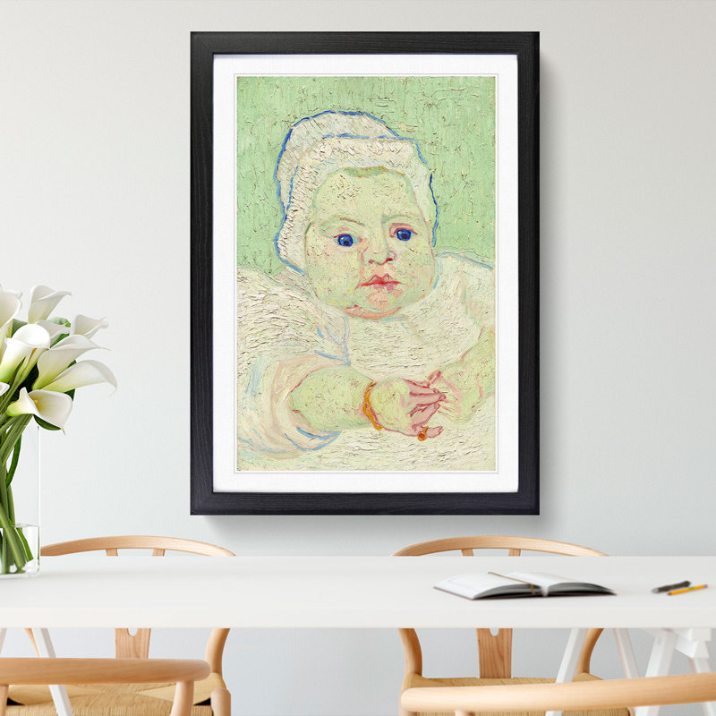 Roulins Baby by Vincent Van Gogh - Picture Frame Painting, 48cm H x 36cm W x 2cm D, Black Framed