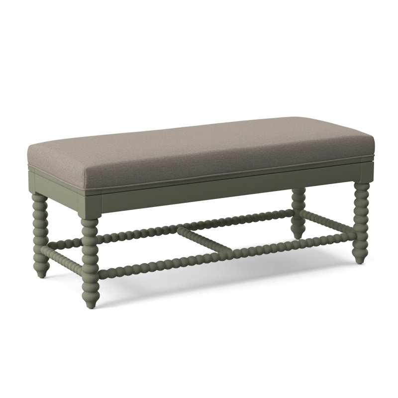 Lind Island Upholstered Bench, Sunbrella Blue Pinstripe; 6205-64, Greystone Finish
