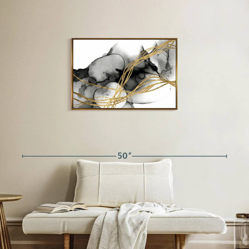 Matrice ondulée II, Cadre flottant doré, 31 po x 21 po