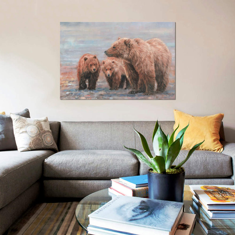 «Three Bears», impression sur toile, H 8 po x l 12 po x P 0,75 po, Pas de tapis, Toile tendue