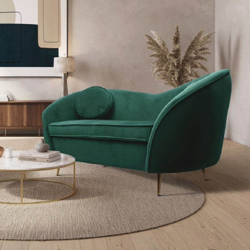 Velvet 2 Seater Sofa, Gold, Emerald Green Velvet