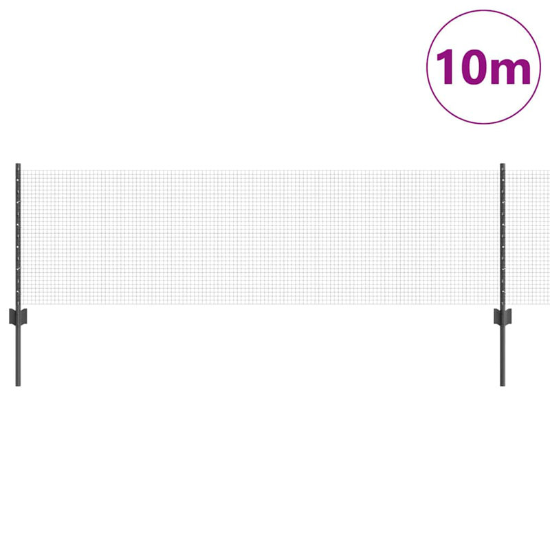 Vidaxl Fence With Posts Steel, 60cm H x 1000cm W x 2.7cm D, Grey