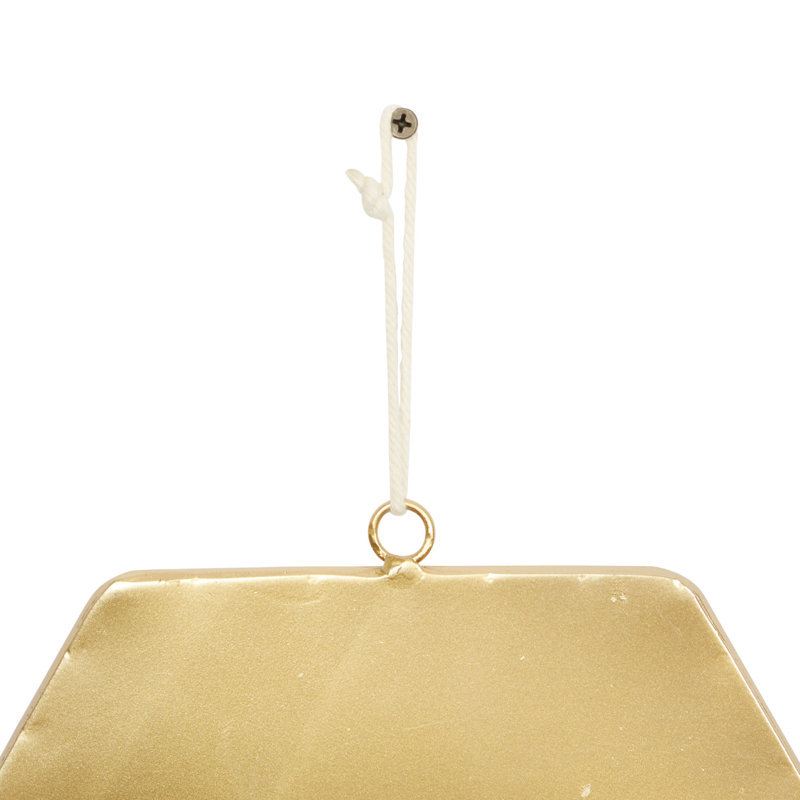 Gold Geometric Wall Mirrors with Fringe Tassels, Set of 2