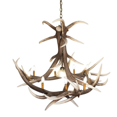 Lustre Elk 6 Antler - 9 Uplights 1 Downlight