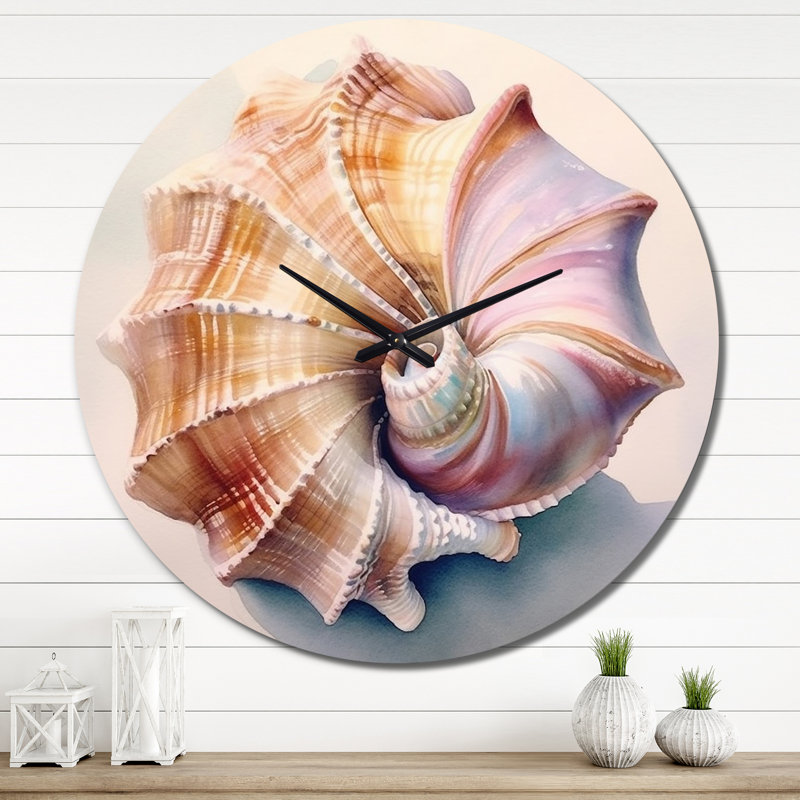 Horloge murale en métal Coastal Seashell II, Très grand