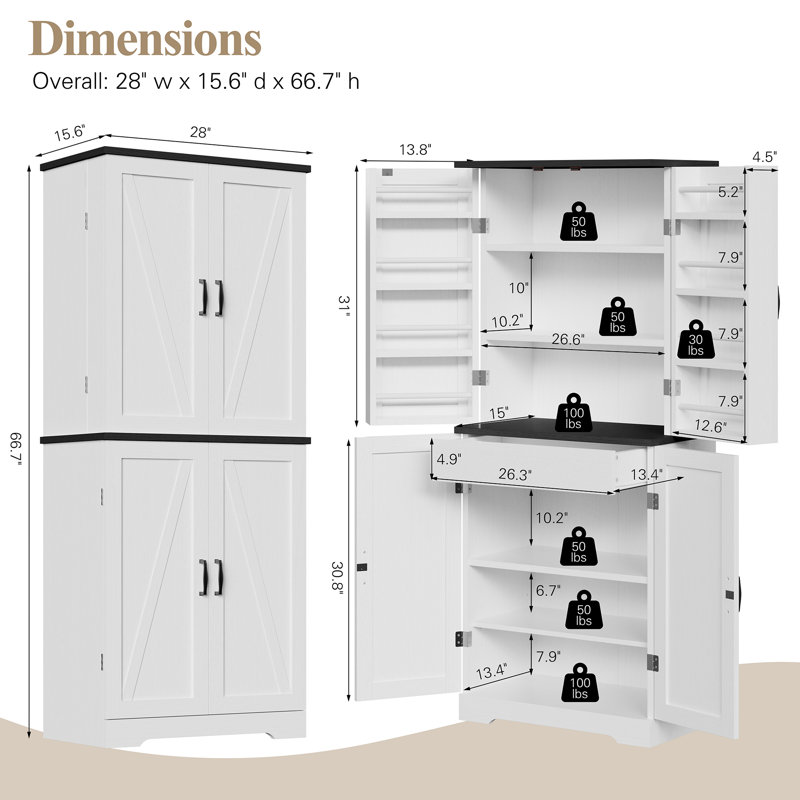 Denicolais 66.7" Kitchen Pantry, White