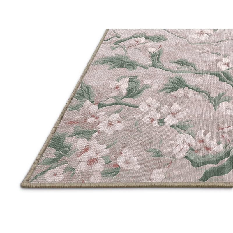 Machine Washable Beige Area Rug, Square 3'