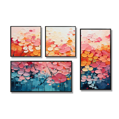 Coral Oasis I - ensemble d'art mural multicolore de 4