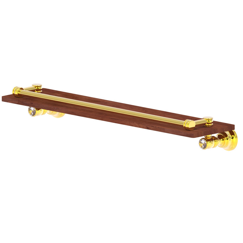 Freyja Solid Wood Accent Shelf, Polished Brass, 3.3" H x 22" W x 5.54" D