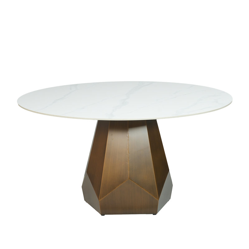 Table de salle à manger ronde en marbre avec plateau tournant en pierre artificielle (table de salle à manger seulement)