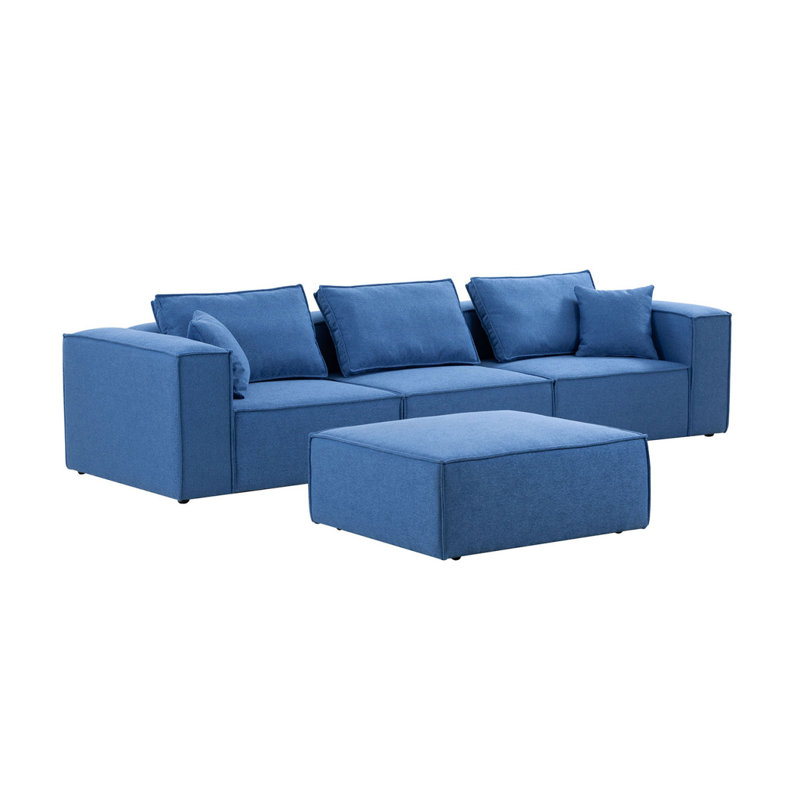Canapé modulaire rembourré 4 pièces Modern Sofa, Bleu