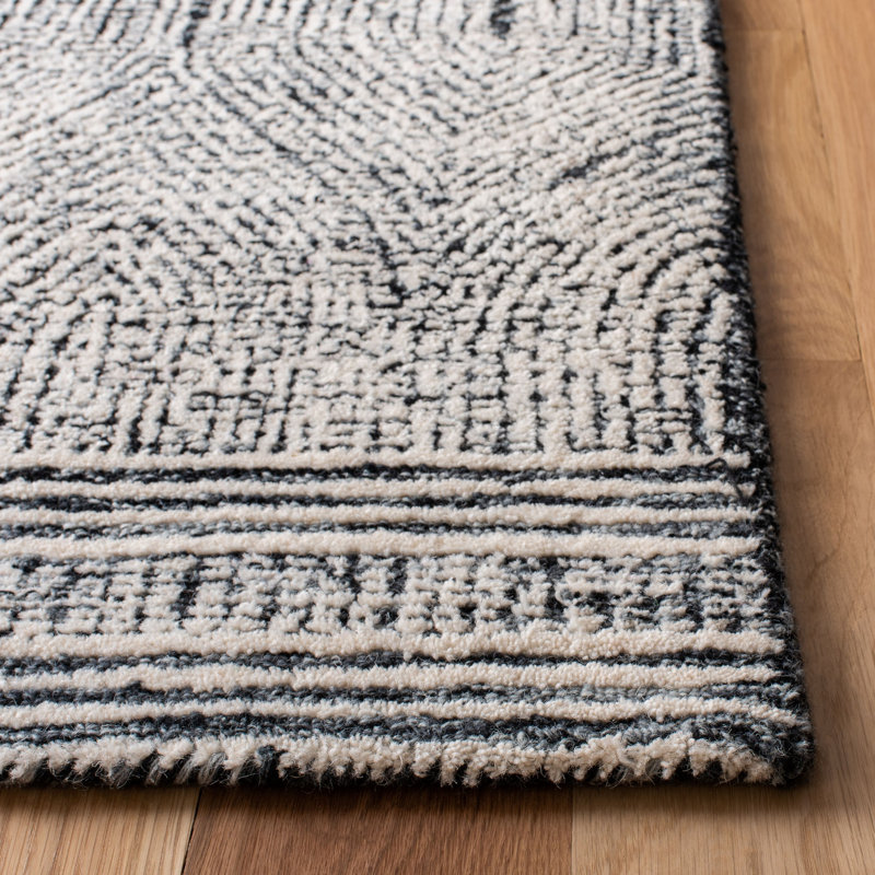 Abstract Three Hundred Forty  Area Rug In Ivory / Charcoal, Runner 2'3" x 20'