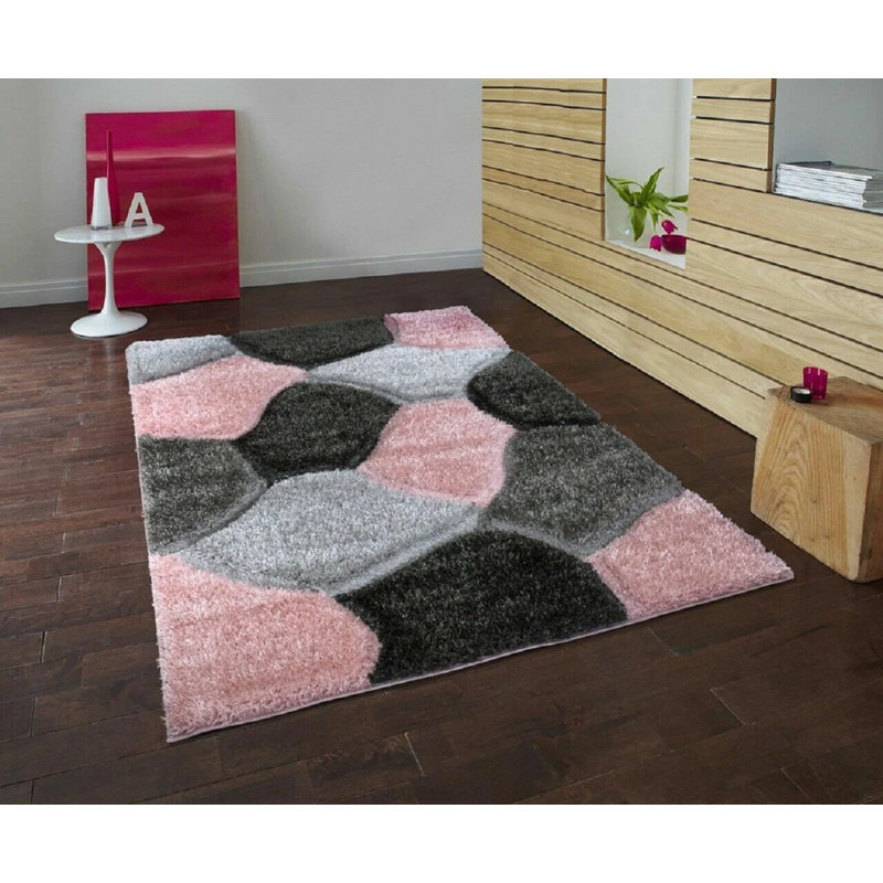 Geometric Indoor / Outdoor Area Rug, Rectangle 160 x 230 cm, Pink