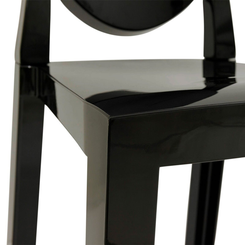 Black Transparent Polycarbonate Stacking Side Chairs, Set of 4