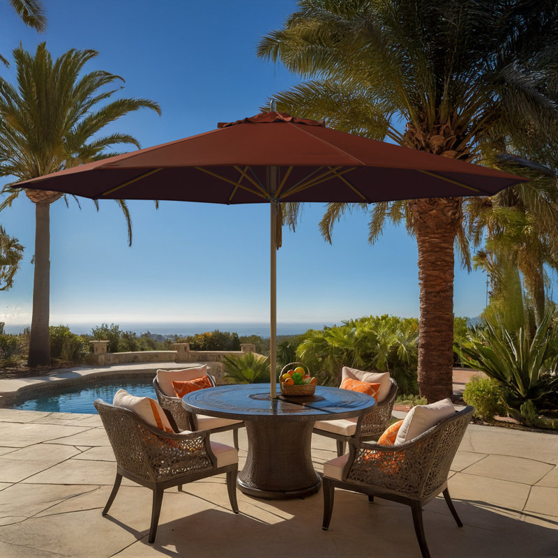 Parasol en teck 11 pi, Orange