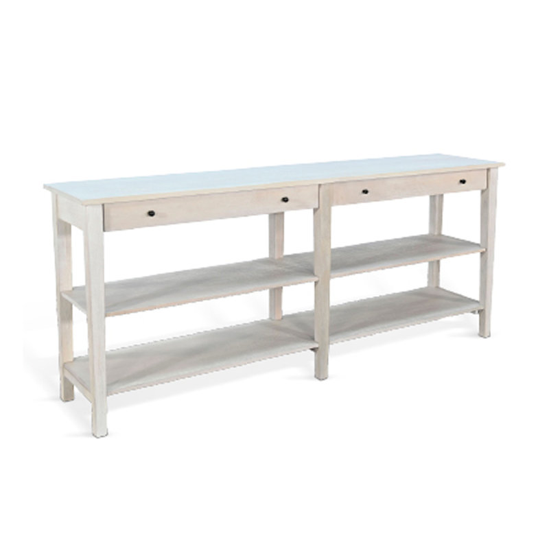 Console Meny, 71 po avec tablettes, bois massif gris clair Meny, Gris clair