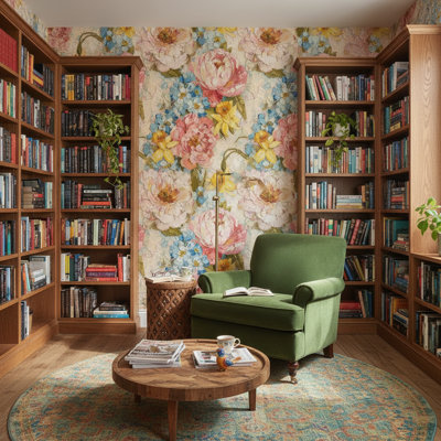 Papier peint floral avec empâtement mural
