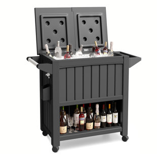 84 Quart Large Capacity Patio Rolling Cooler With Wheels