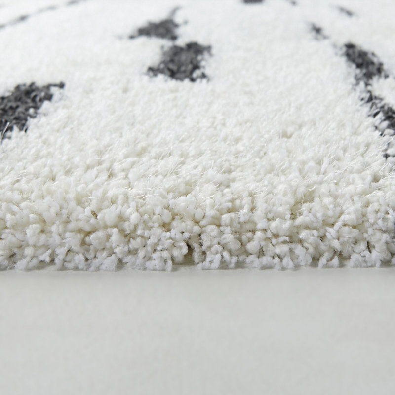 Tapis abstrait moderne crème / noir Hashlamoun, Rectangle 7 pi 10 po x 10 pi
