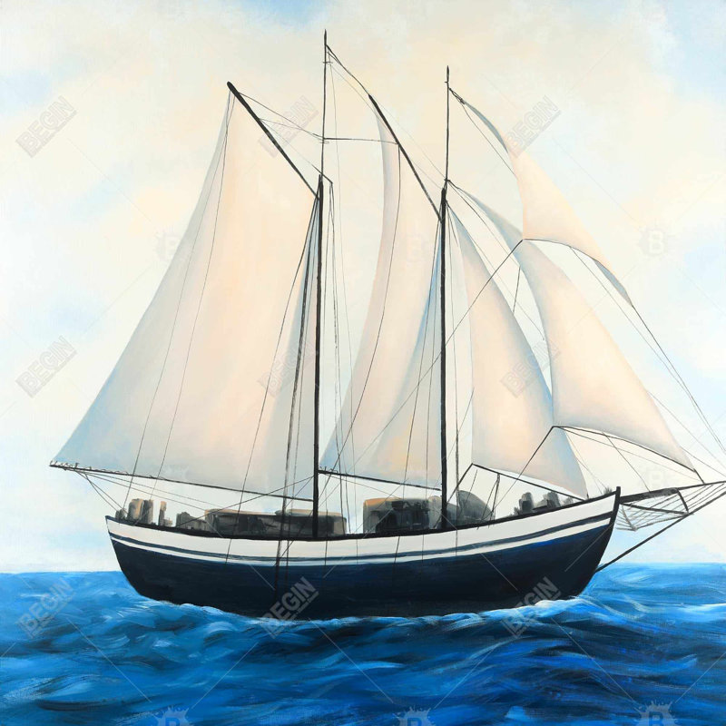 Voilier par une journée ensoleillée | Toile encadrée bateau beige