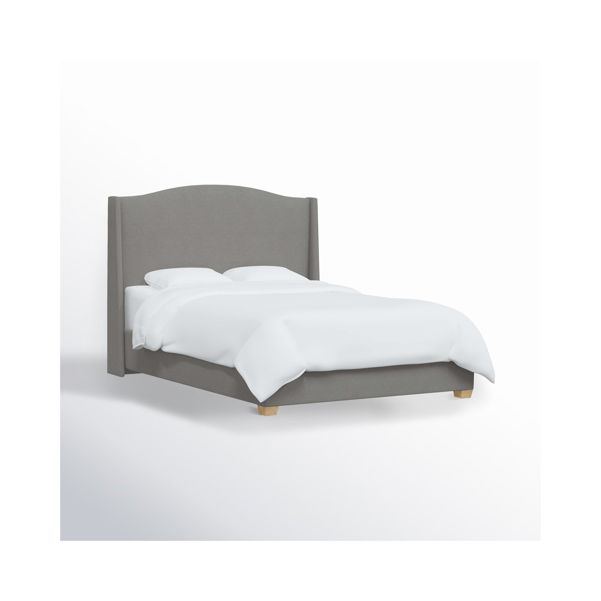 Allis Upholstered Wingback Bed, Classic Grey Linen, King