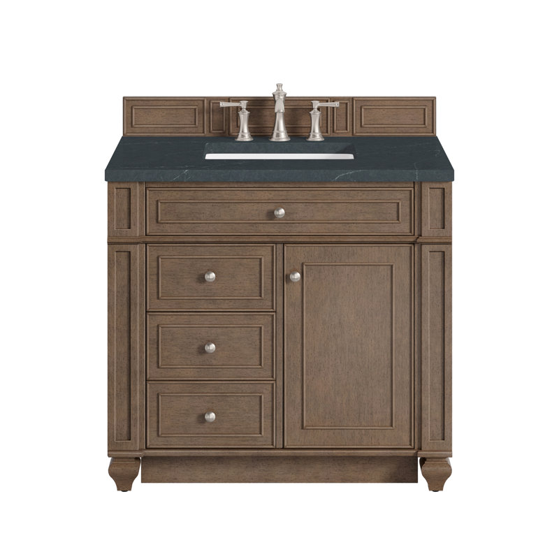 Bristol 36'' W Single Vanity, Whitewashed Walnut, Charcoal Soapstone, 8" Widespread