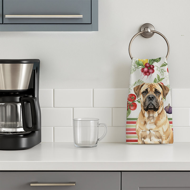 Bullmastiff Vegetables Kitchen Towel, Bullmastiff
